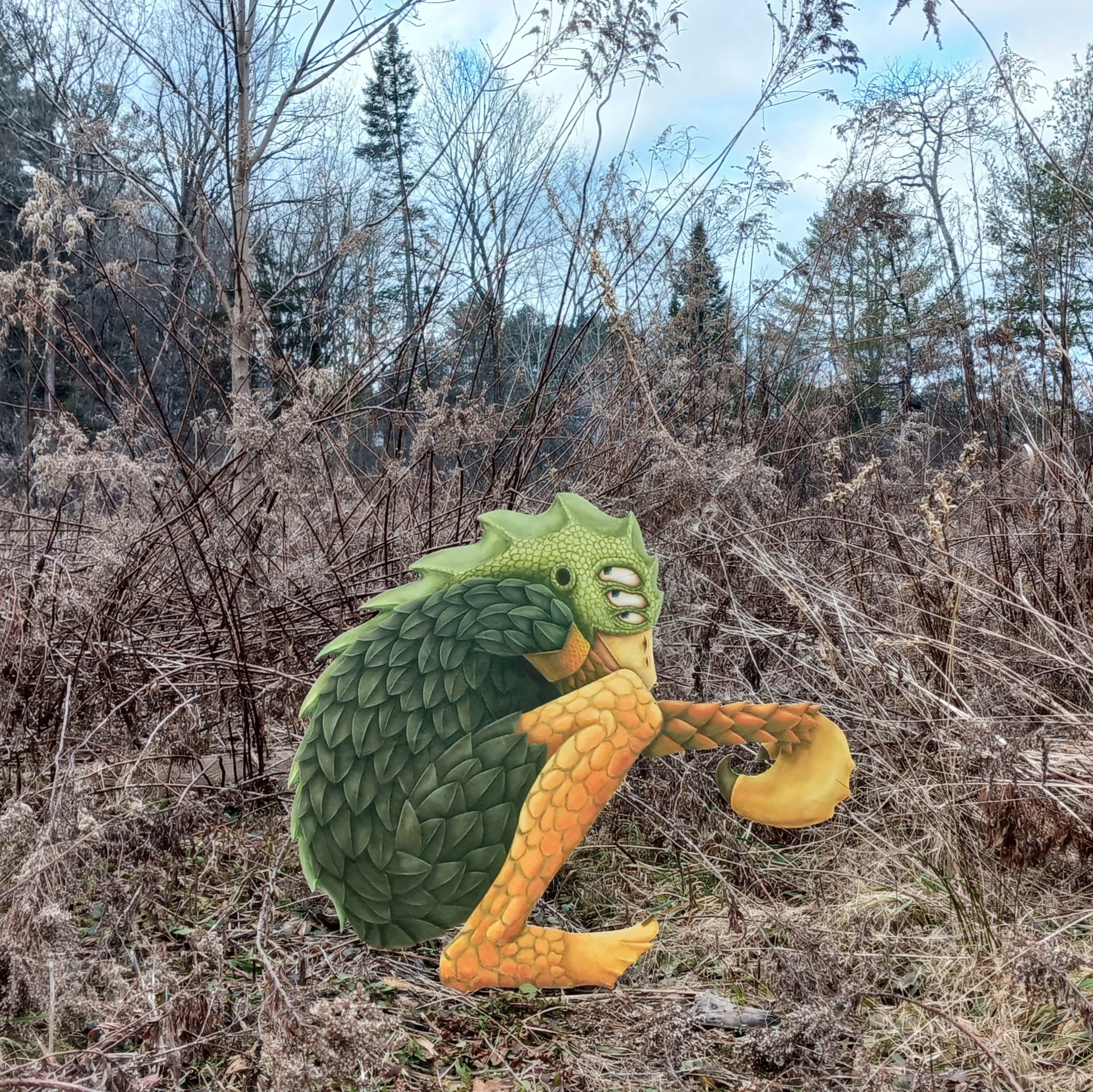 Crouching Beast | 30” x 33”, acrylic painting on unstretched canvas mounted to board, 2023