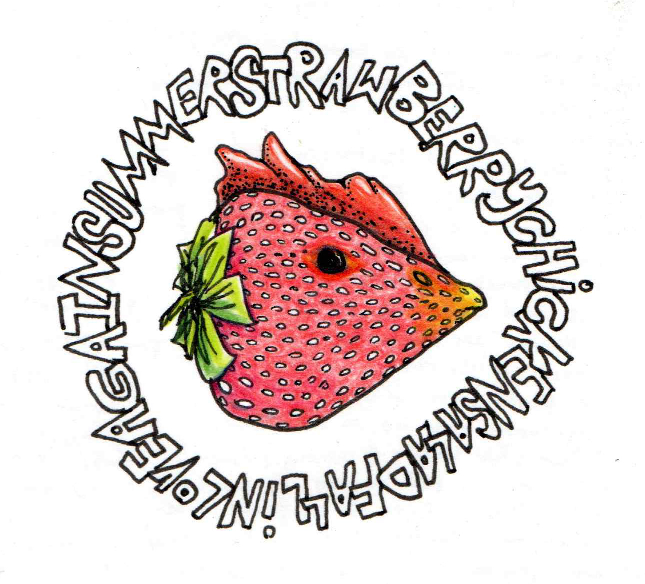 SummerStrawberryChickenSaladFallInLoveAgain | Pen and Colored Pencil, 2022